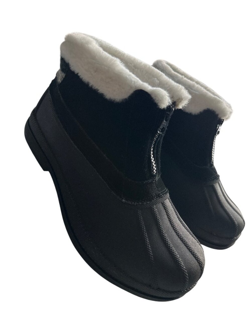 Propet Black Ankle Winter Boots Lumi Side Zip Faux Fur Lined Water-Resistant 8